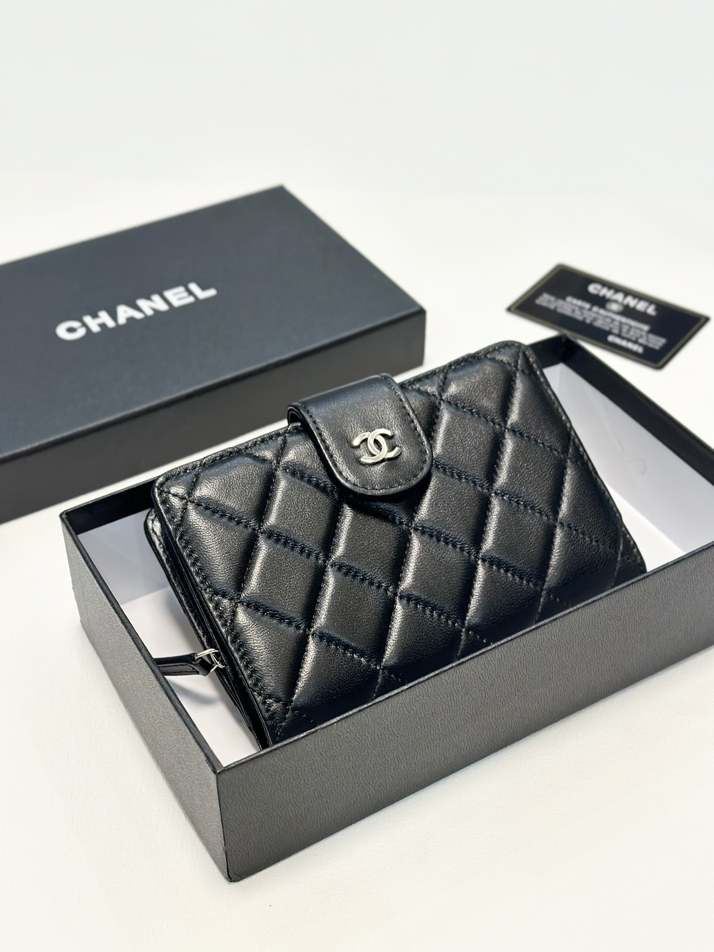 Chanel Lambskin Quilted Coin Purse Card Holder