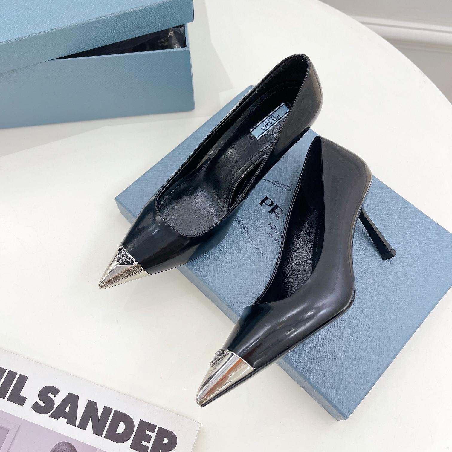 Prada 6.5CM All-in-one Pointy Heel Slide Sandal