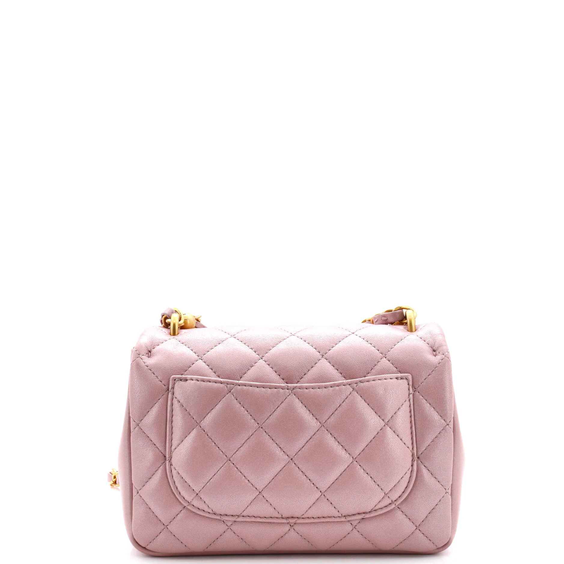 Chanel Pearl Twist Single Flap Bag Quilted Shiny Lambskin Mini