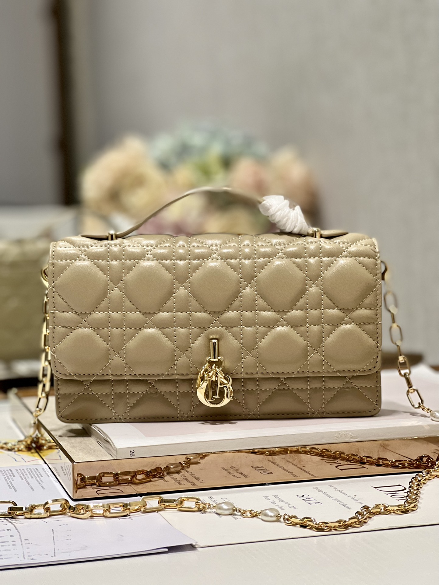 Dior Miss Mini Bag Apricot Cannage Lambskin