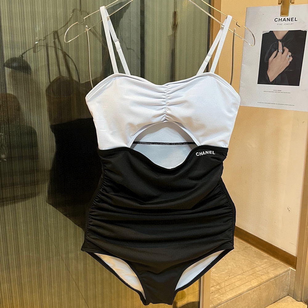 Chanel Suspender One-piece Swimsuit Swimwear