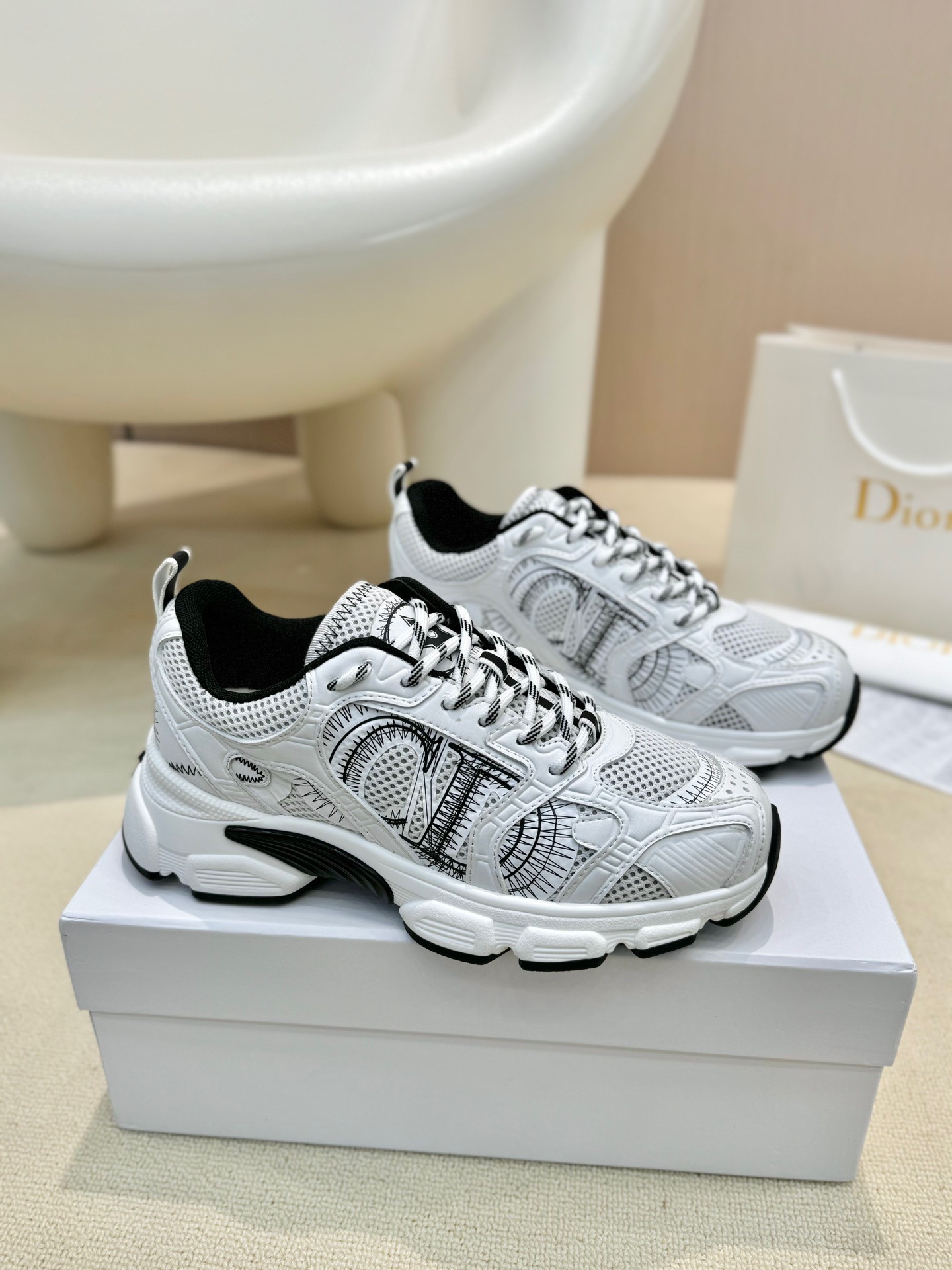 Dior lace up color blocked thick soled sneakers