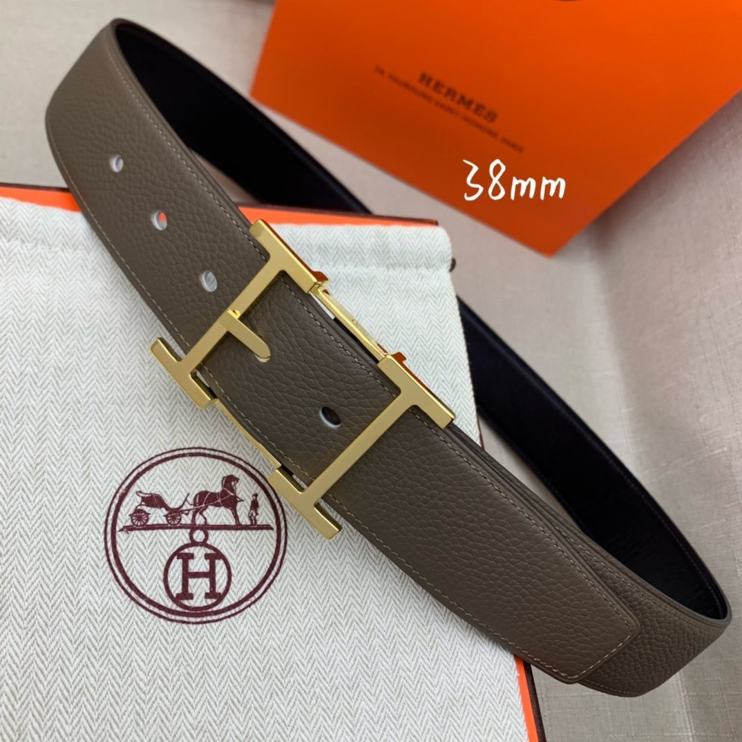 Hermes H Belt Buckle & Reversible Brown Belt 380MM