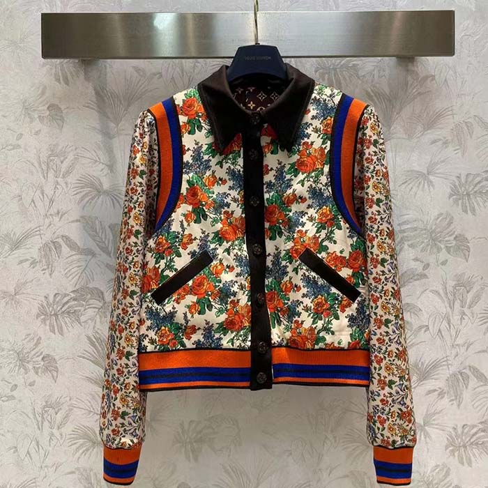 Louis Vuitton Women LV Reversible Mixed Floral Bomber Jacket Silk Multicolor Regular Fit