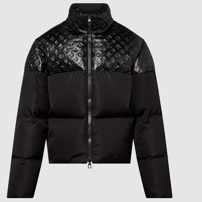 Louis Vuitton Women LV Oversized Puffer Jacket Black Monogram Hood Water-Resistant Lamb Leather