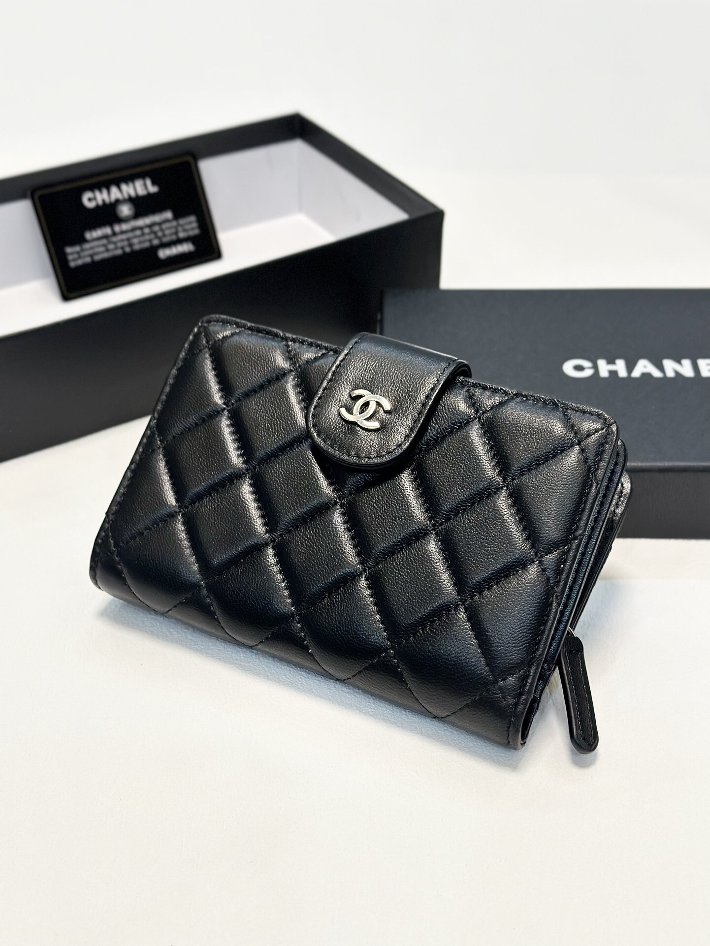 Chanel Lambskin Quilted Coin Purse Card Holder