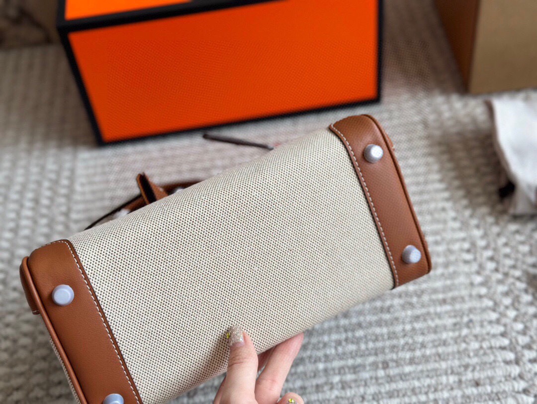 Hermes Birkin 25 canvas and leather handbag