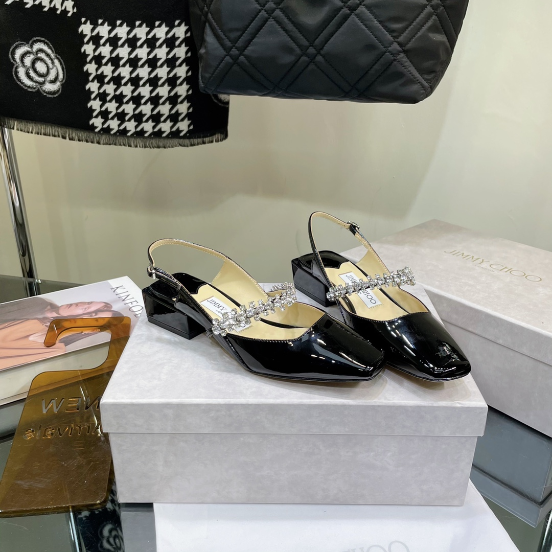 Jimmy Choo 4.5CM Bun With High HeelsSlide Sandal