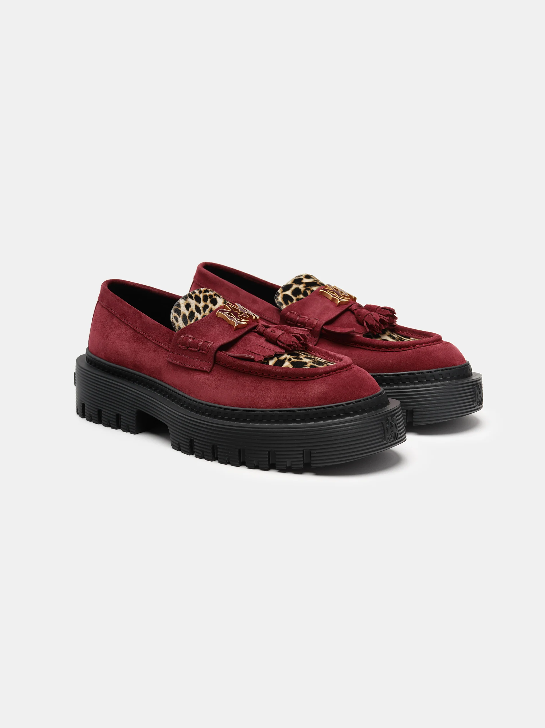 AMIRI MA TASSLE LEOPARD JUMBO LOAFER - Burgundy