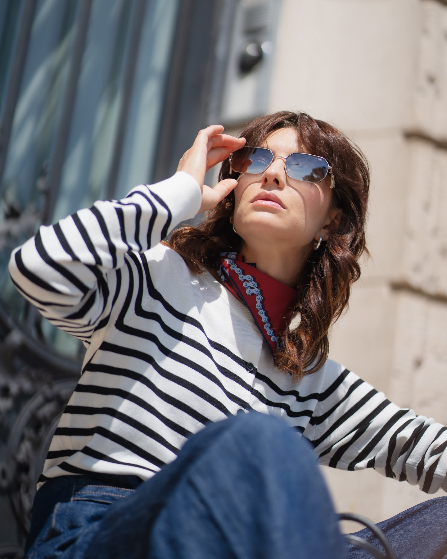 Prada logo square frame sunglasses