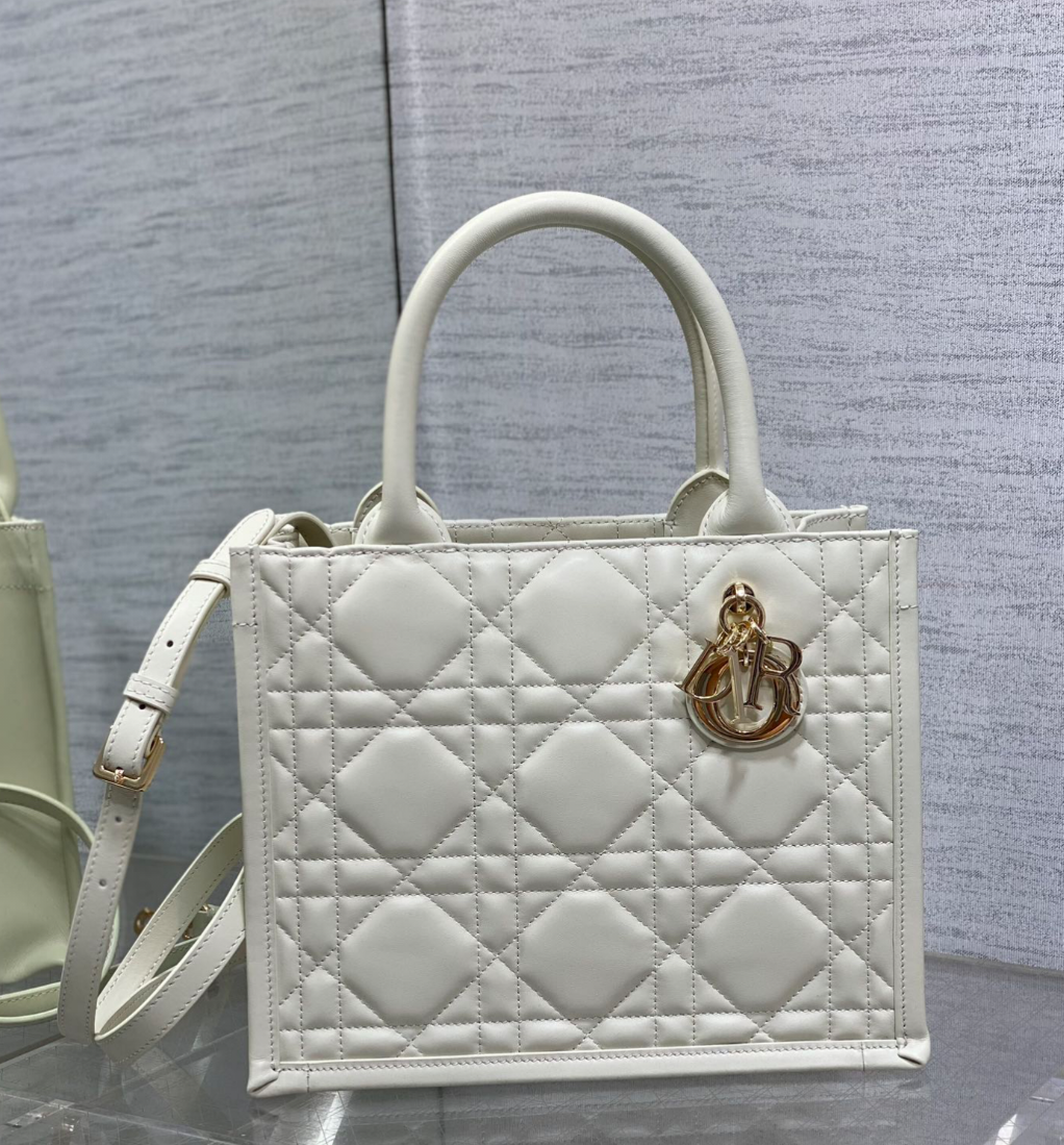 DIOR Classic White Calf Leather Tote Bag
