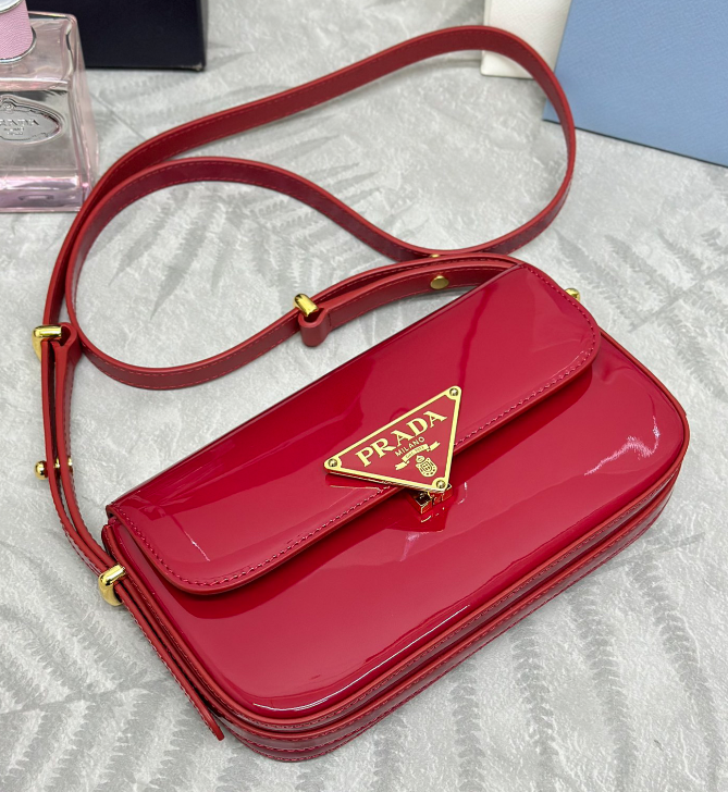 PRADA New Red Calf Leather Shoulder Bag