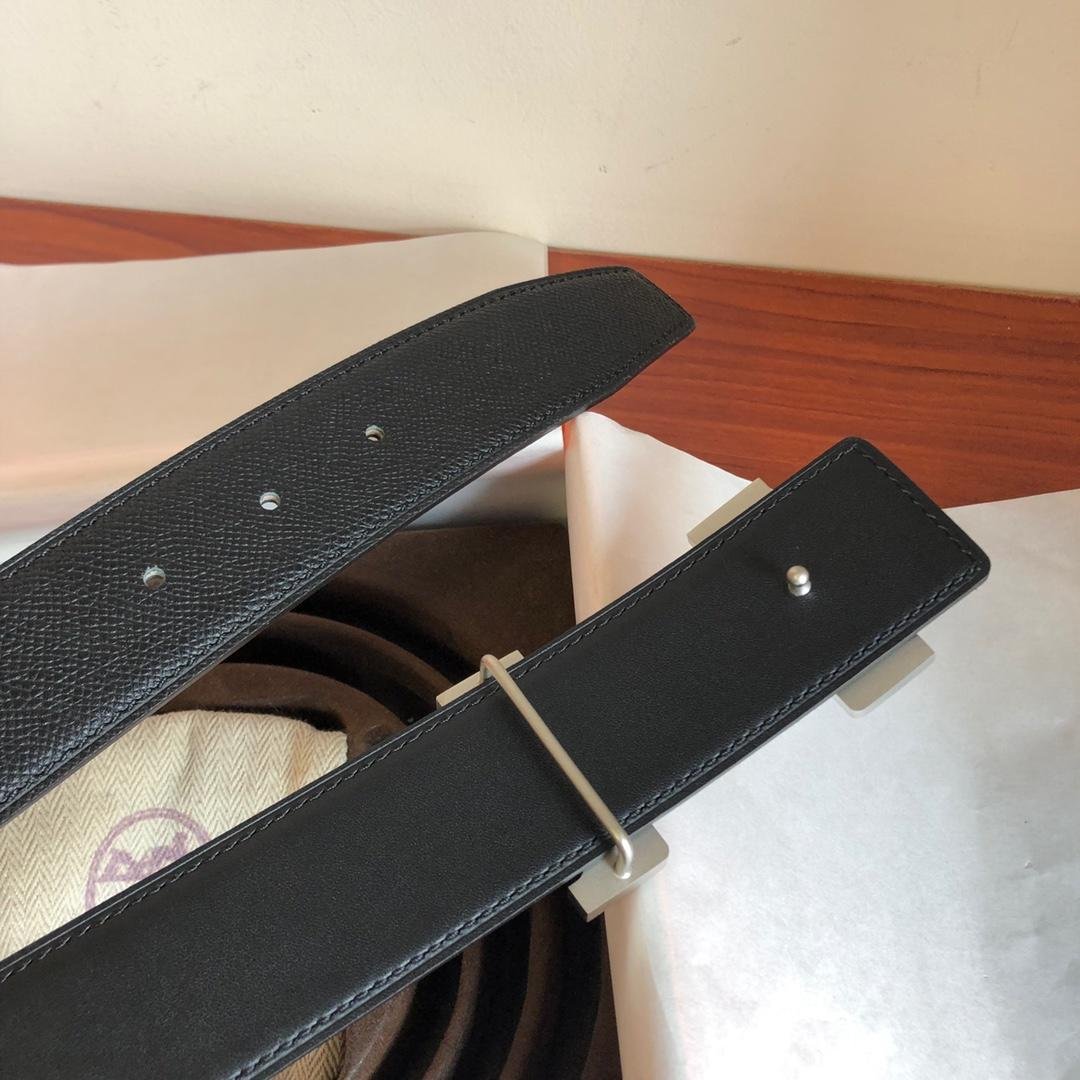 Hermes Mini Constance Guillochee Belt Buckle & Reversible Black Belt 380MM