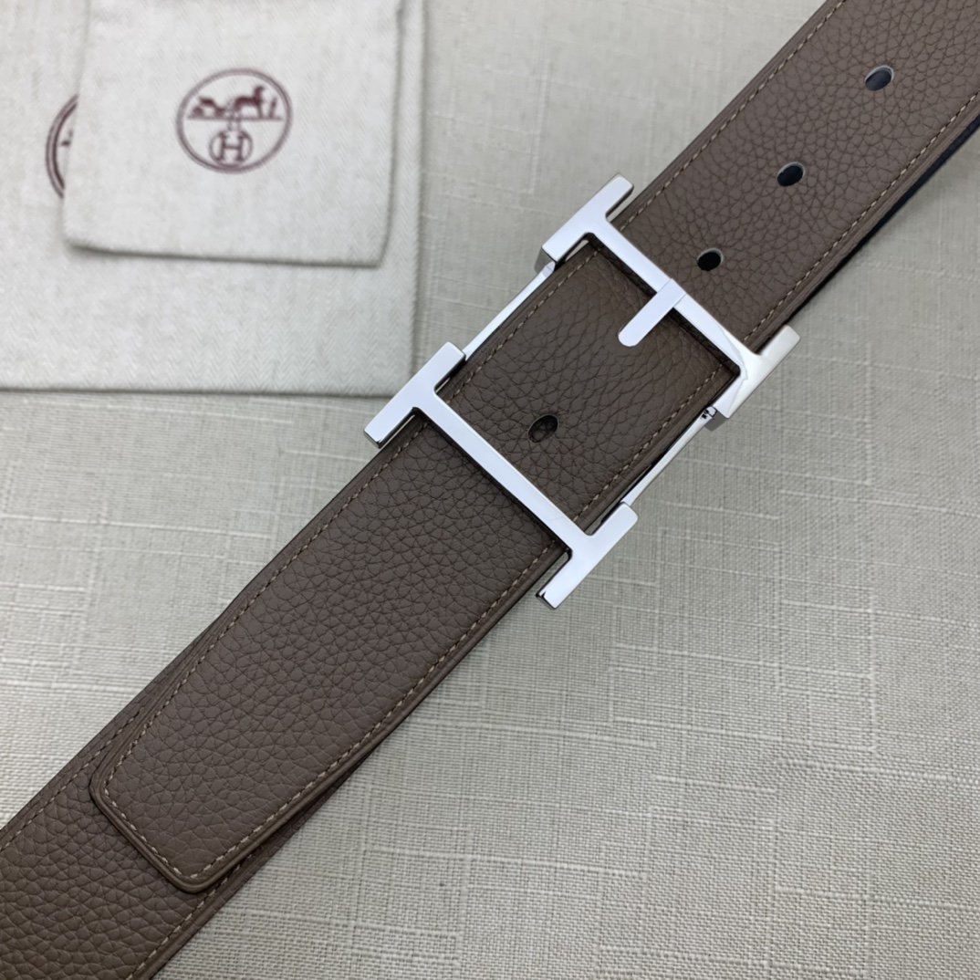 Hermes H Belt Buckle & Reversible Brown Belt 380MM