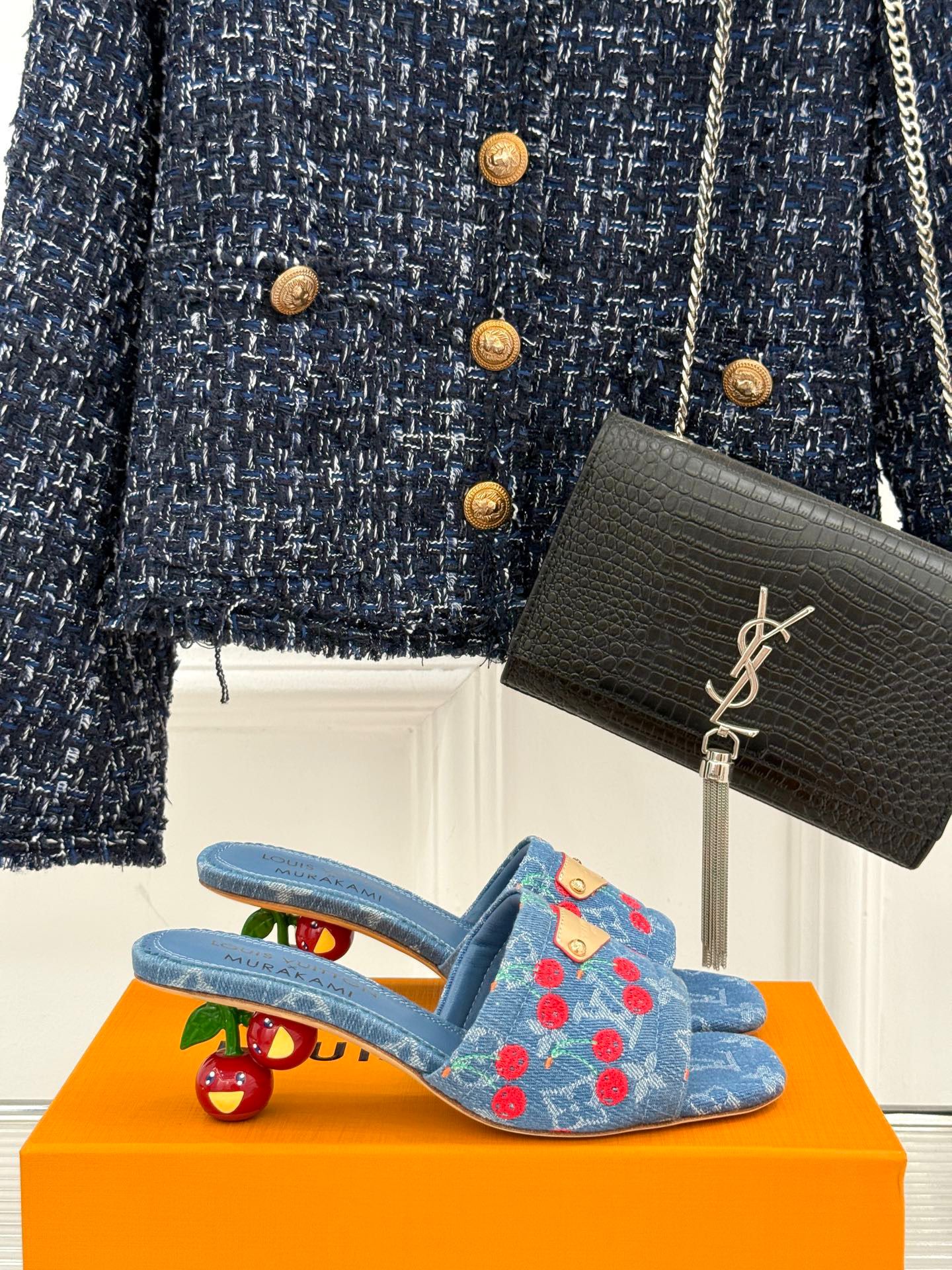 Louis Vuitton Cherry Series Cherry Heel High Heel Slippers