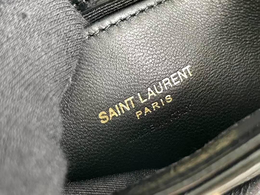 Saint Laurent YSL college mini chain bag in shiny cracked leather