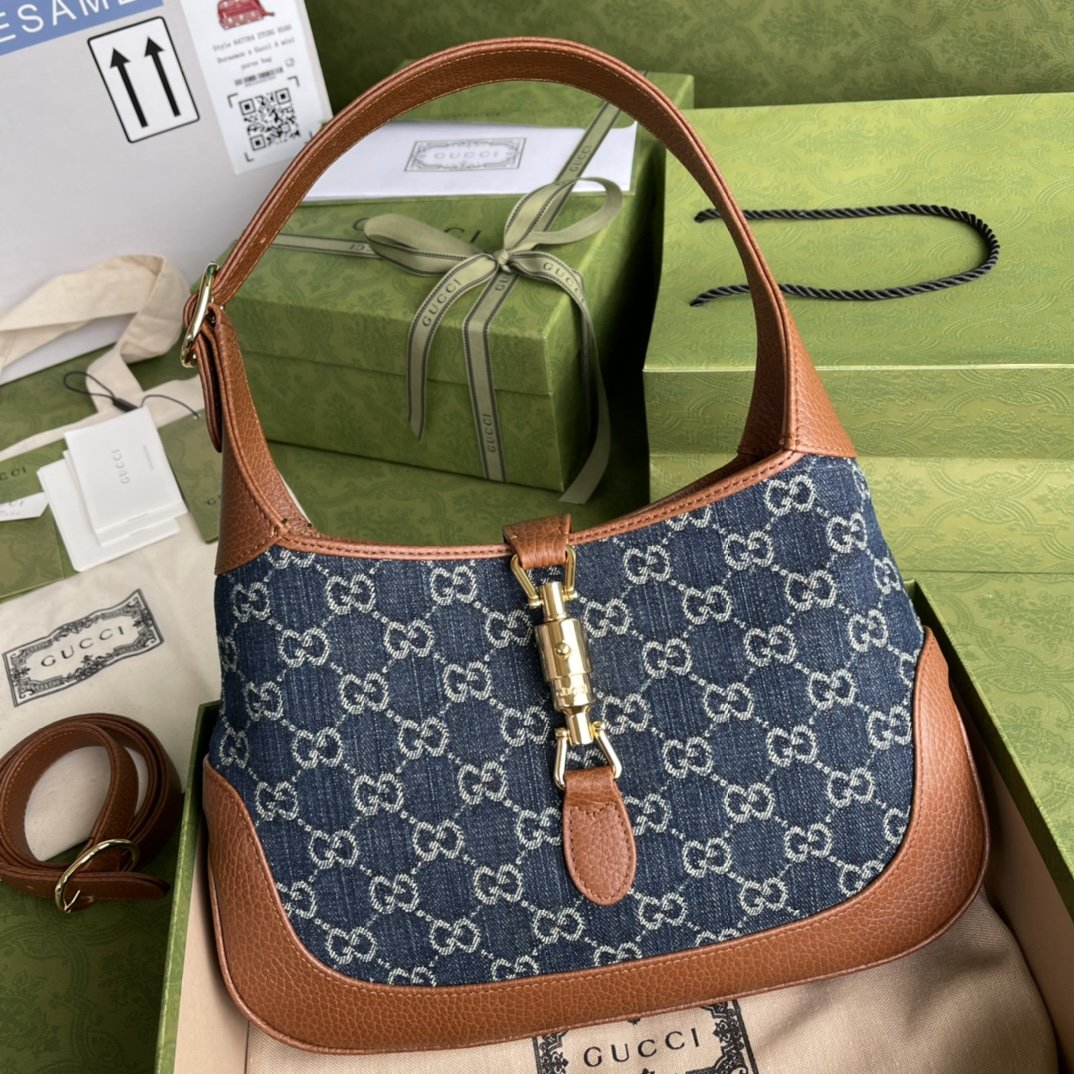 Gucci Jackie 1961 Canvas&Leather Shoulder Bags