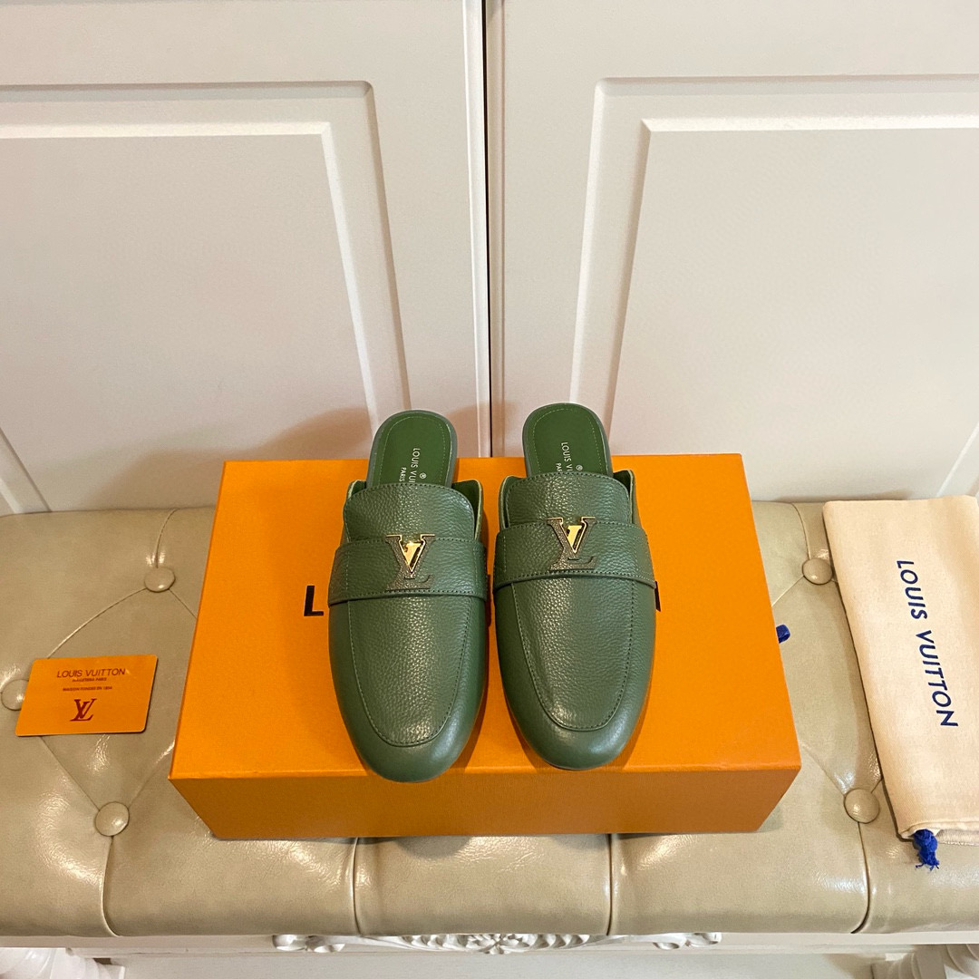 Louis Vuitton LV Leather Half-Pack Slingback Slide Sandals