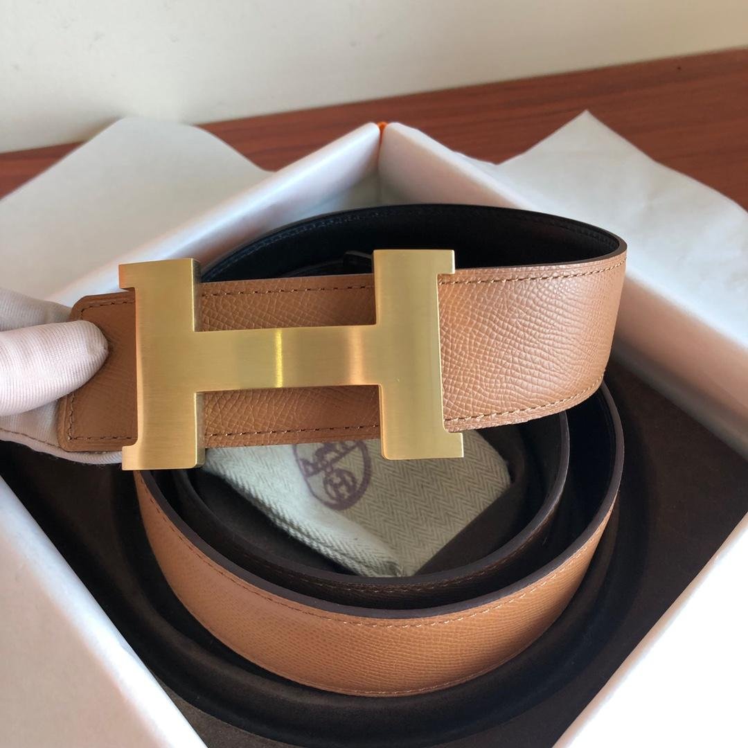 Hermes Mini Constance Guillochee Belt Buckle & Reversible Brown  Belt 380MM
