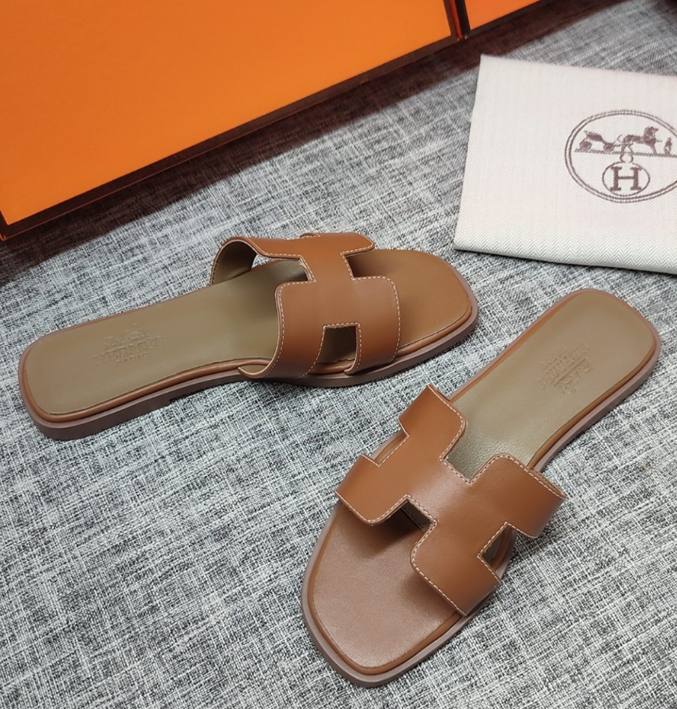 Hermes premium cowhide classic flat slippers