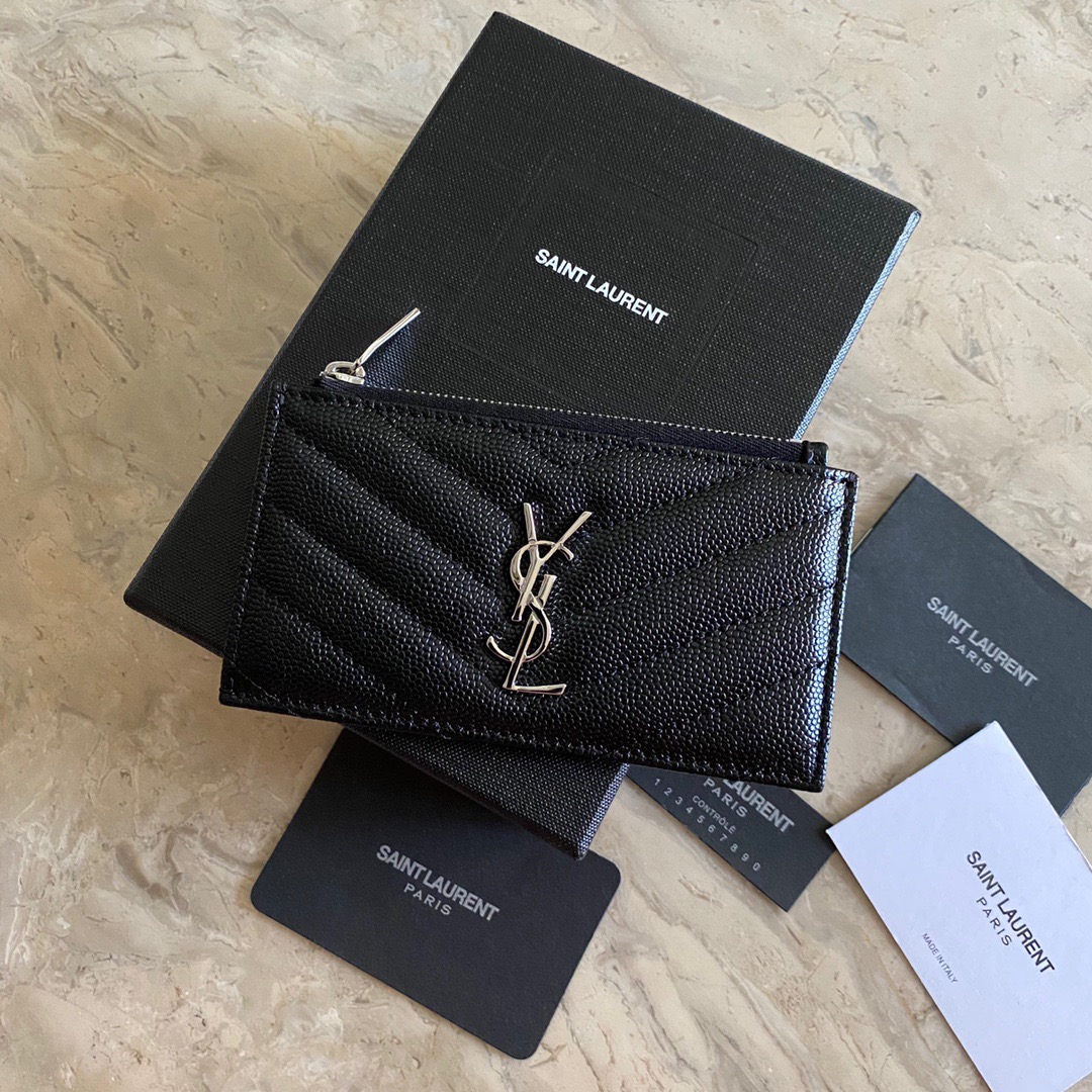 Saint Laurent Caviar Zip Card Holder