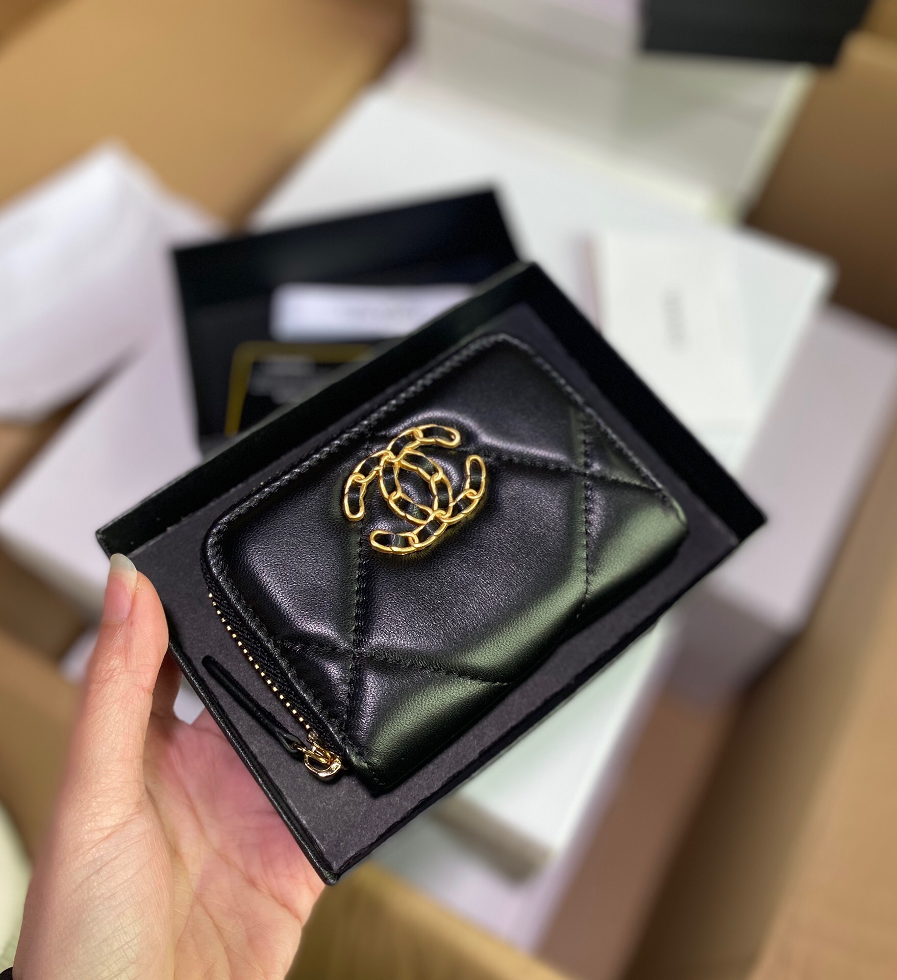 Chanel Lambskin Zip Coin Purse