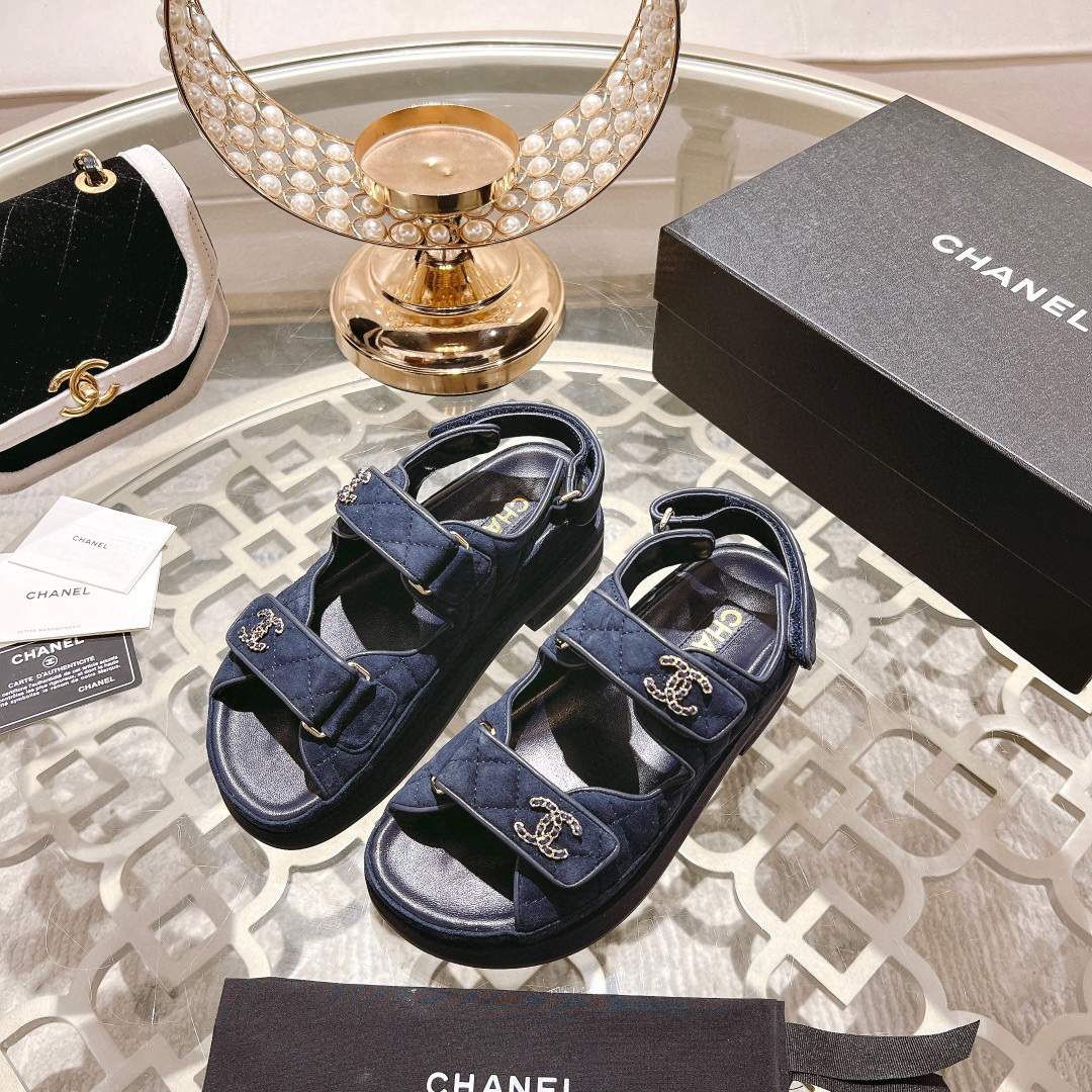 Chanel Everything Fits Comfortably Hook And Loop Fasteners Sandals Slide