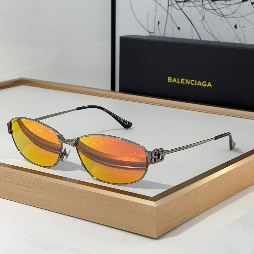 Balenciaga  Metal Mirror leg hollowed Out B Letter Logo   sunglasses Top quality