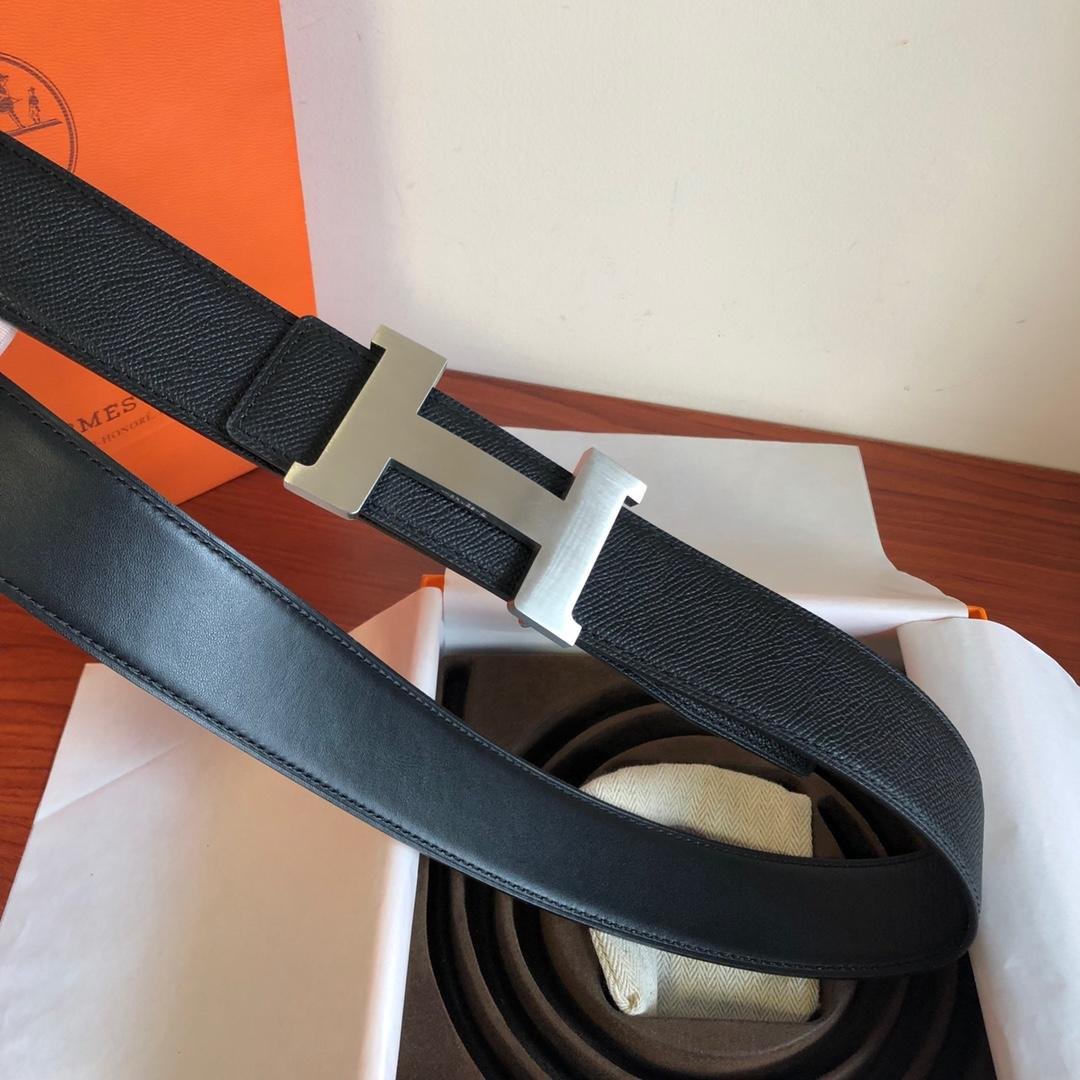 Hermes Mini Constance Guillochee Belt Buckle & Reversible Black Belt 380MM