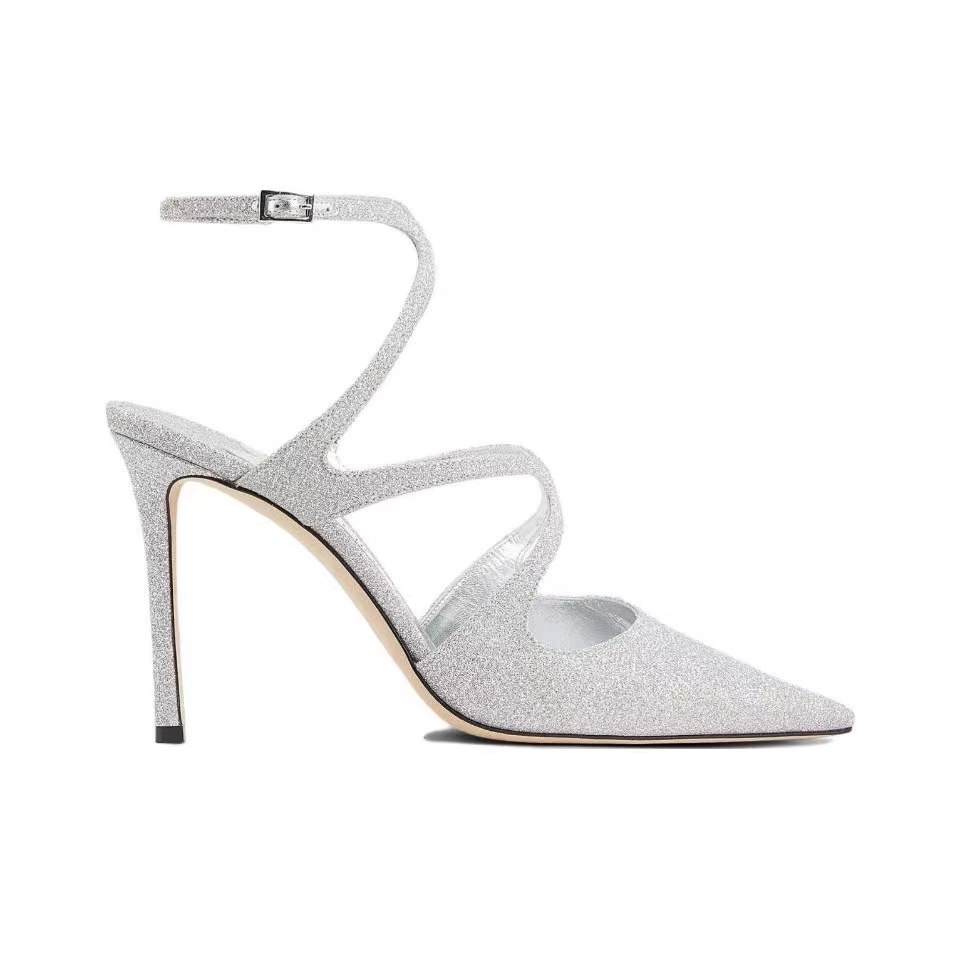 Jimmy Choo 8.5CM Slim Heel Strap Tip Slide Sandal