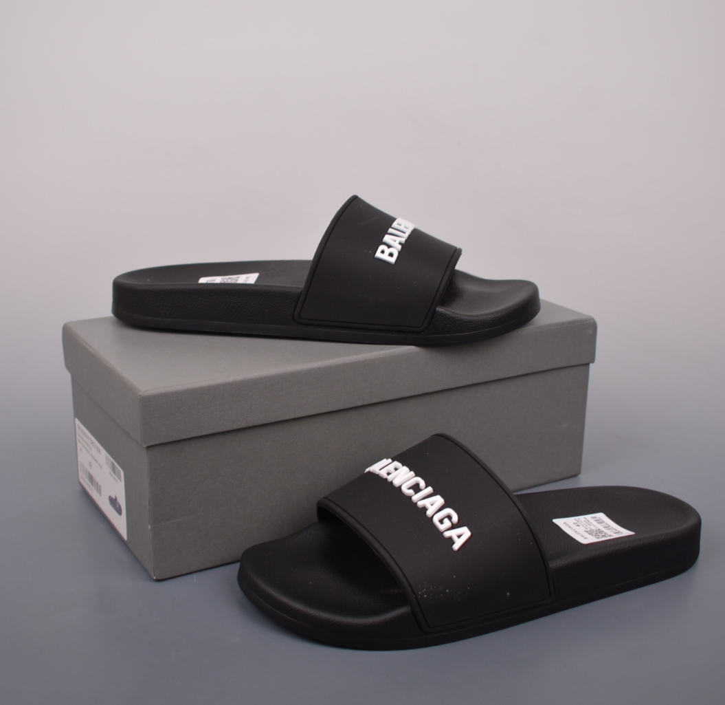 Balenciaga original cowhide black slippers