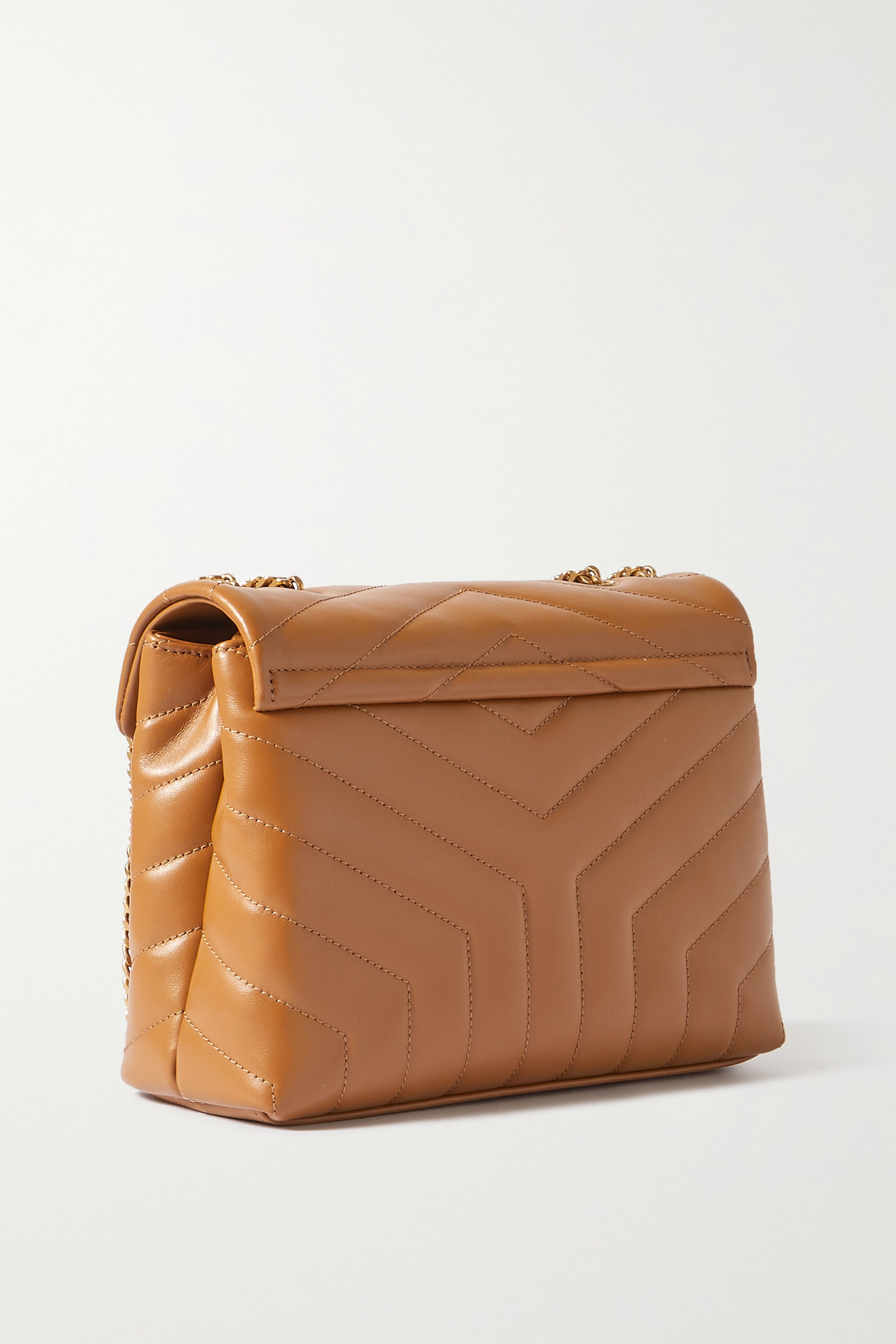 SAINT LAURENT Loulou small quilted leather shoulder bag tan
