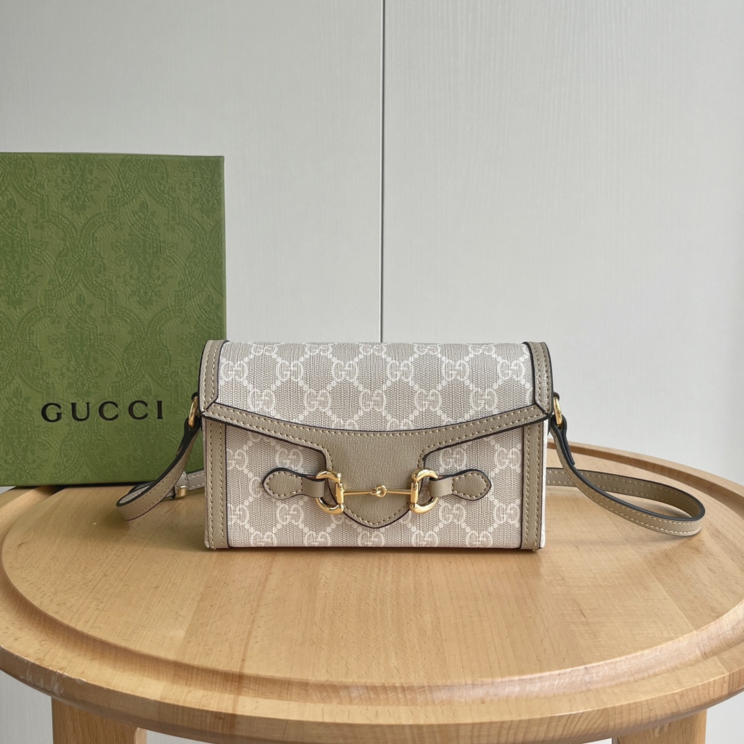 Gucci Horsebit 1955 Canva&Leather Shoulder Bag