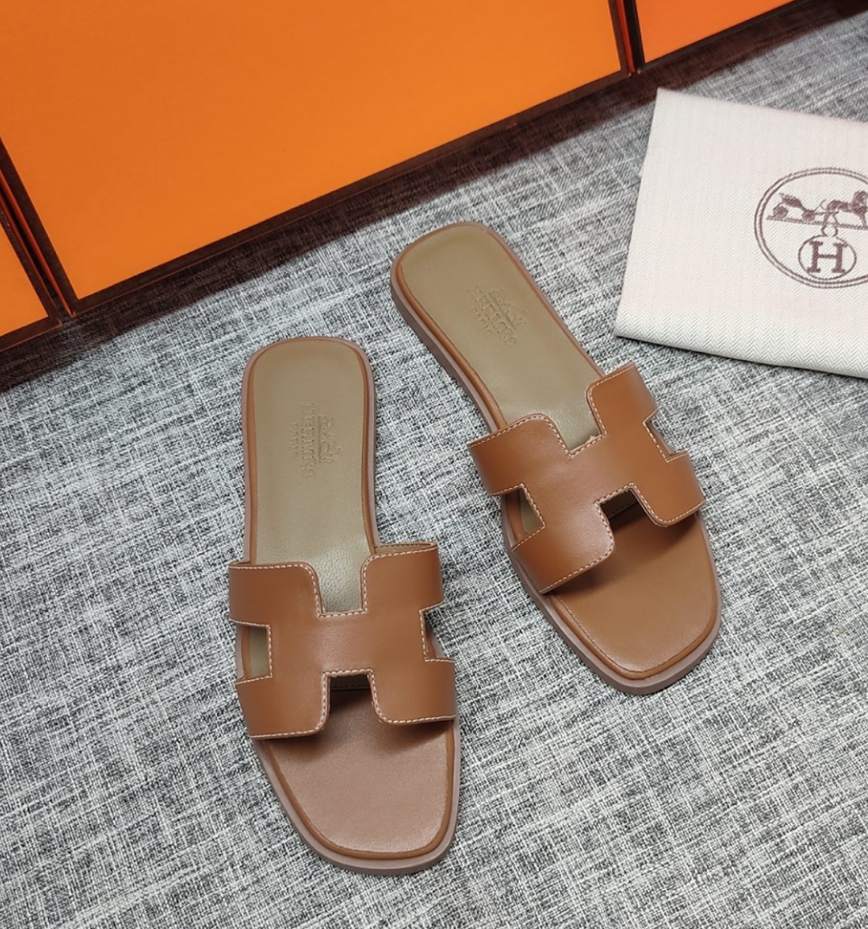 Hermes premium cowhide classic flat slippers