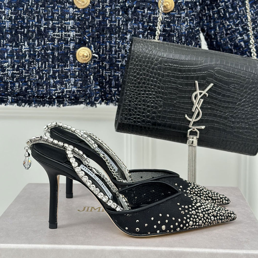 Jimmy Choo Saeda 10CM Slim Heel Slide Sandal