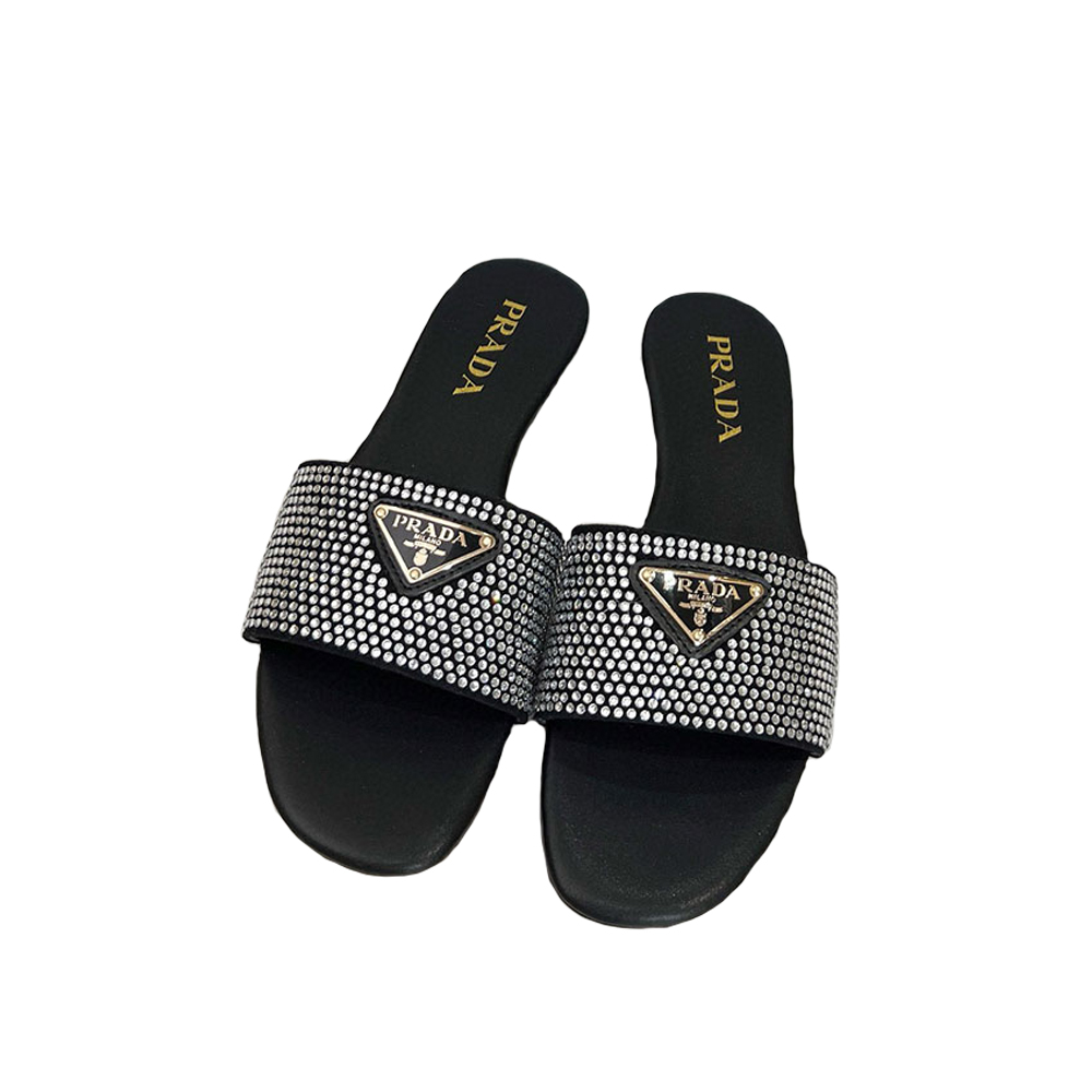 Prada Band Drill Comfortable Flat Sandals Slide