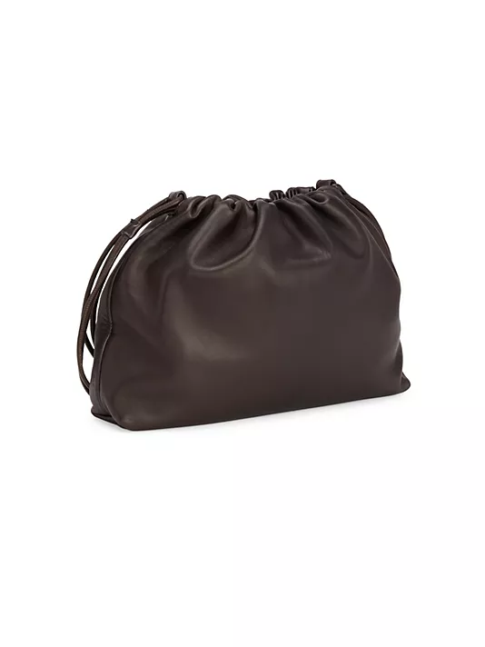 The Row  Angy Ruched Leather Shoulder Bag