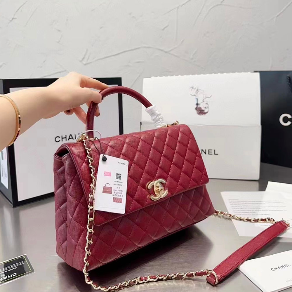 Chanel Coco Handle Bag Medium-Red