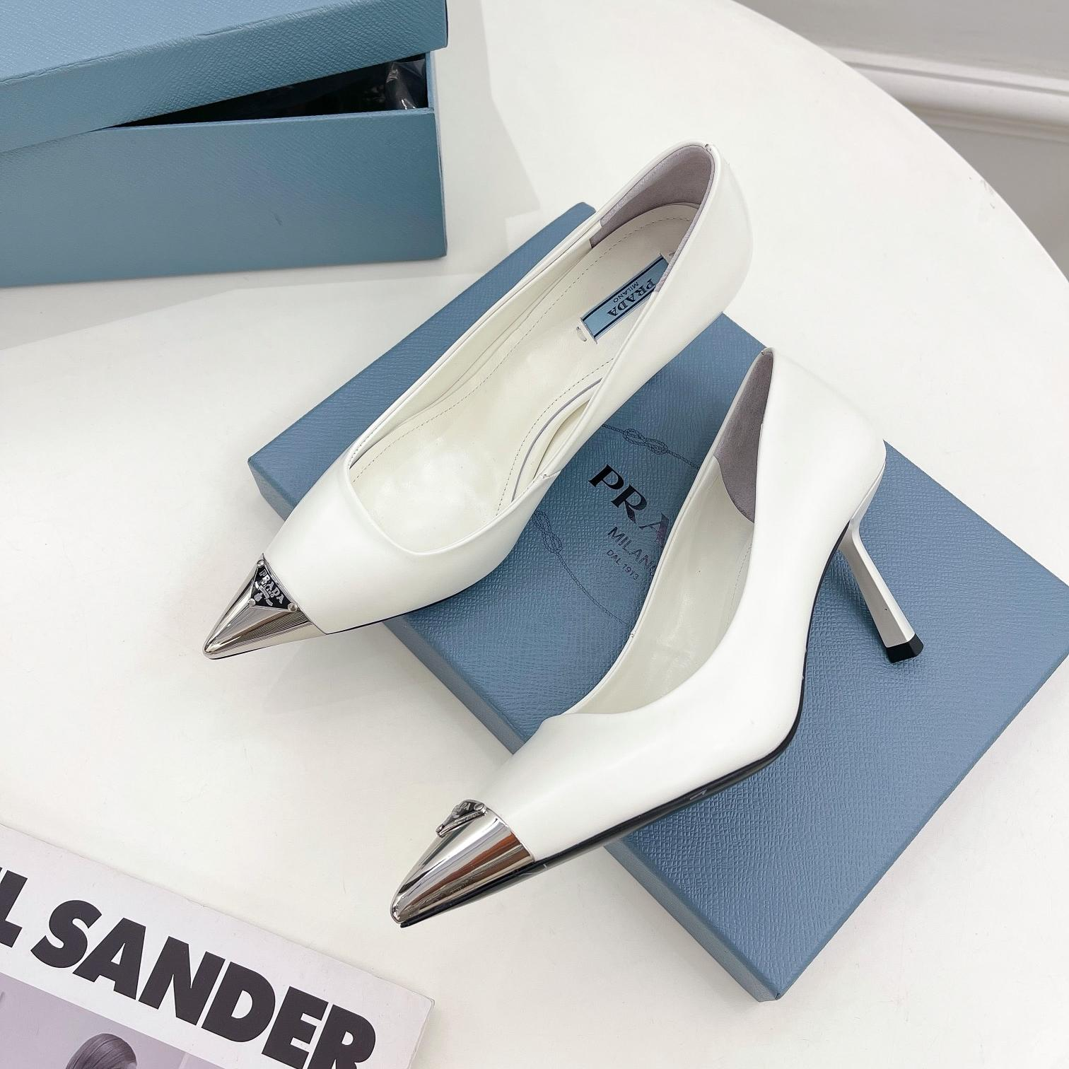 Prada 6.5CM All-in-one Pointy Heel Slide Sandal