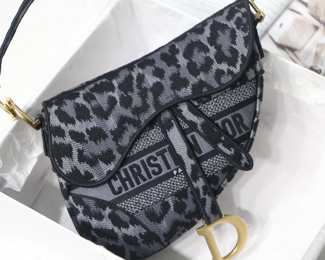 Dior Shoulder Bags SADDLE BAG Gray Mizza Embroidery M0446CRHM_M842