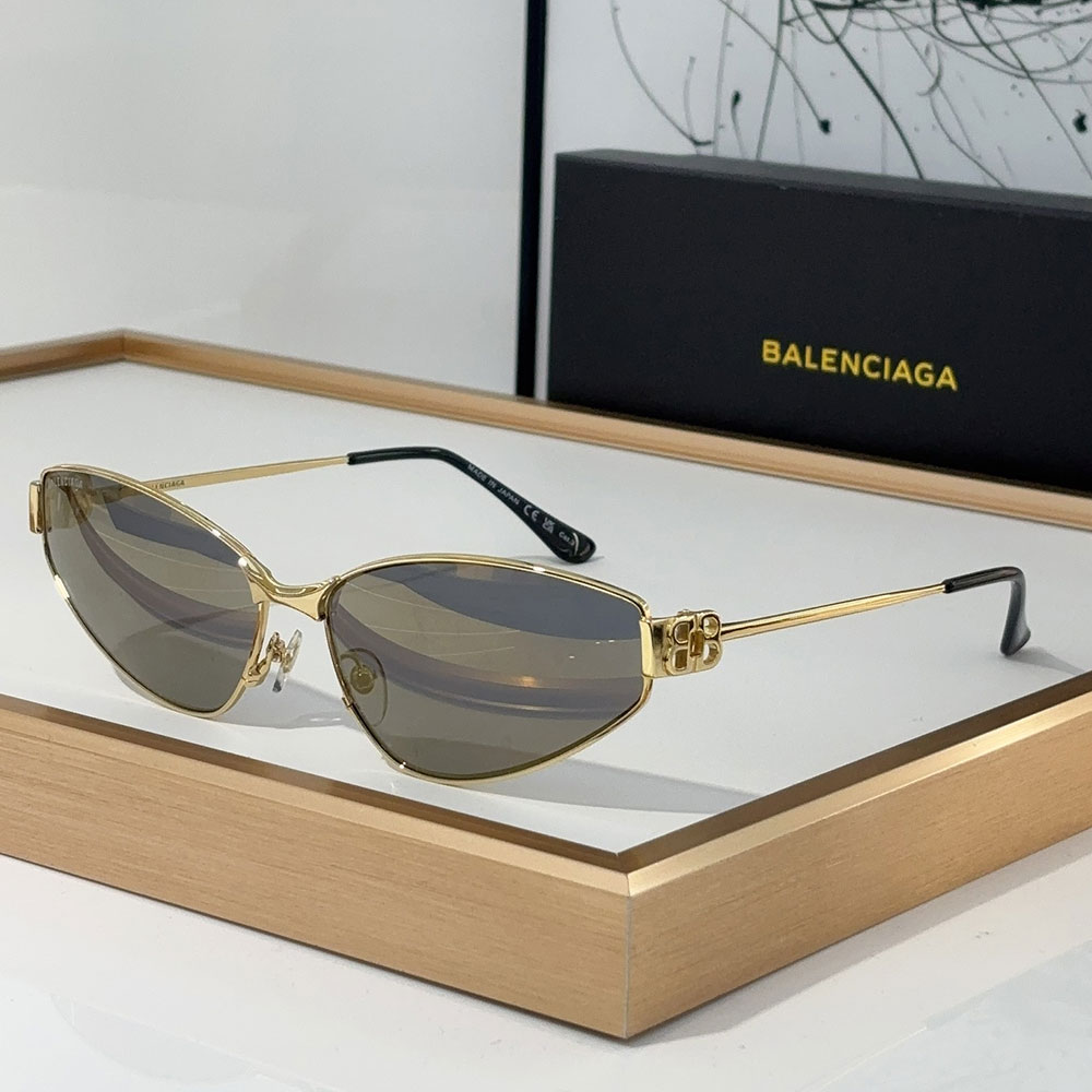 Balenciaga Metal Thin Mirror leg Strap Logo sunglasses Top quality