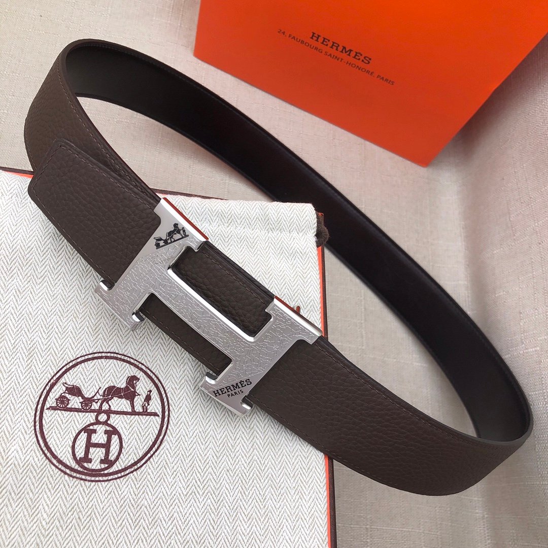 Hermes H Belt Buckle & Reversible Black Belt 380MM