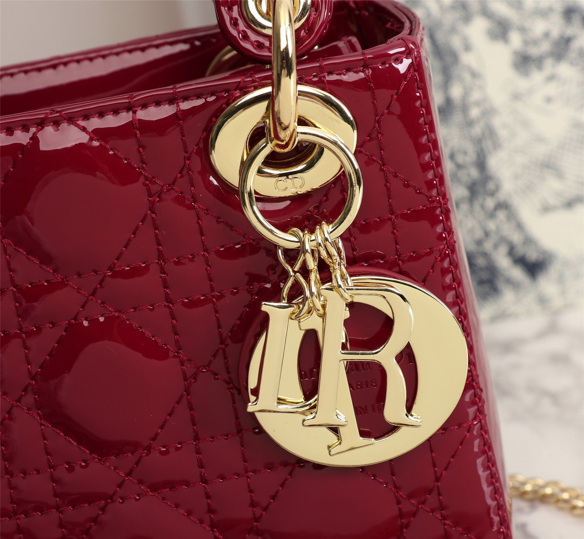 Dior The LADY DIOR Bag Cherry Red Patent Cannage Calfskin M0505OWCB_M323  AAA Quality