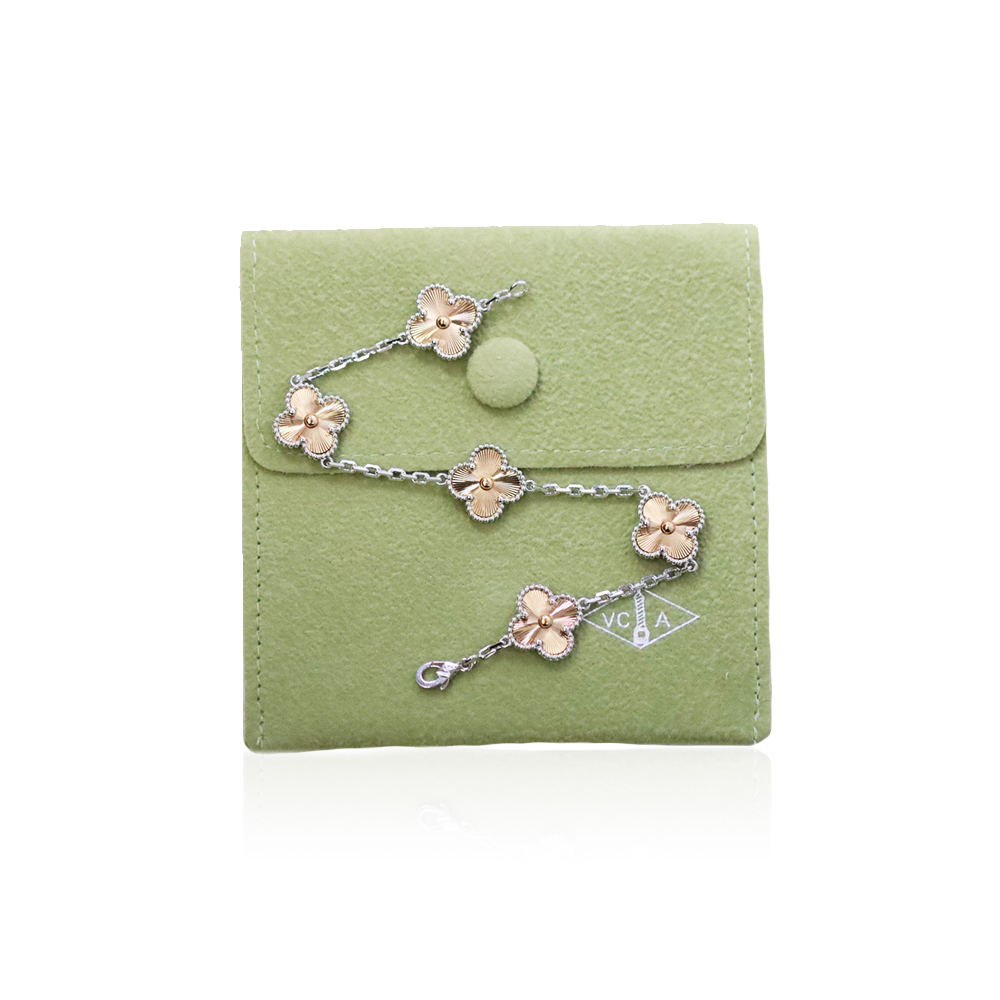Van Cleef & Arpels Champagne Gold Laser Flower Bracelet