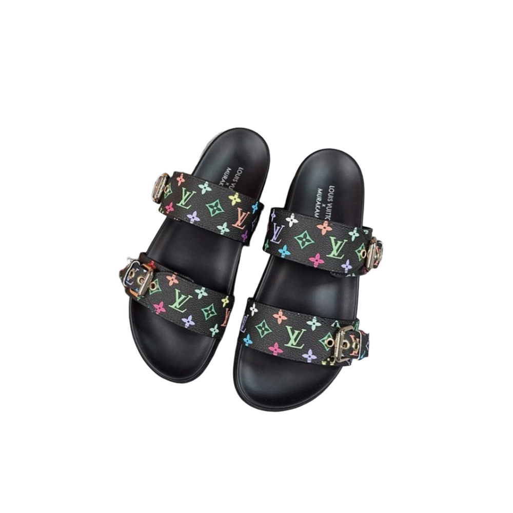 Louis Vuitton Spring and summer new fashionable and beautiful black beach slippers