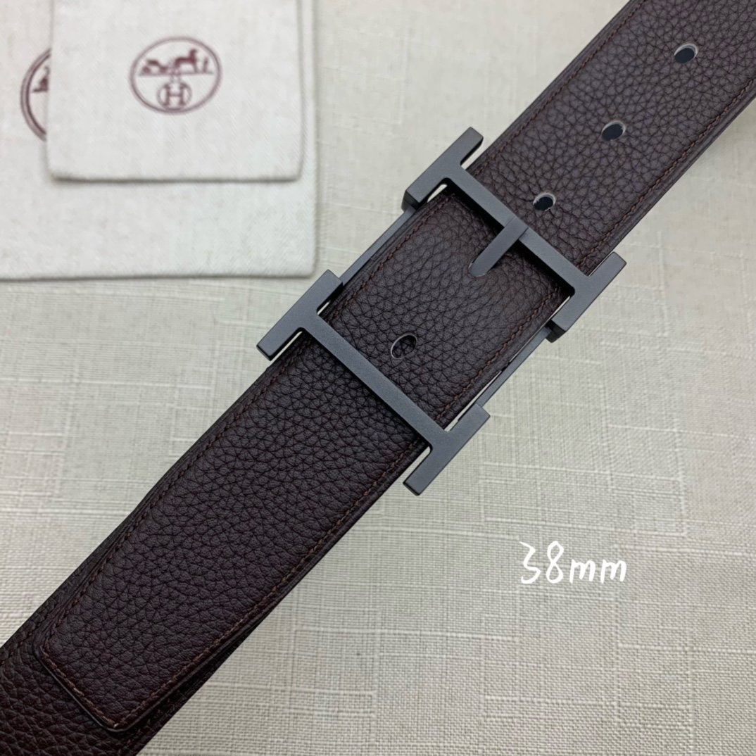 Hermes H Belt Buckle & Reversible Black Belt 380MM