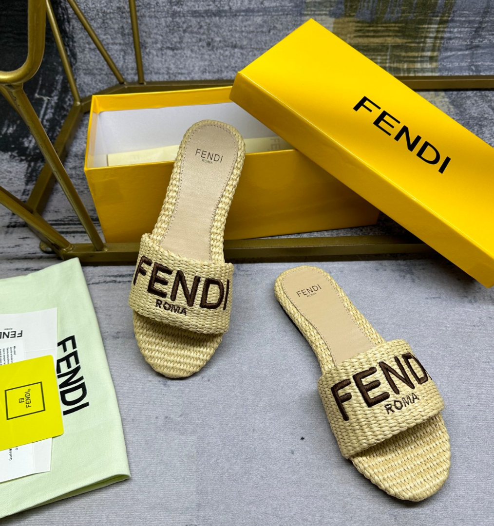 Fendi's latest jacquard canvas flat slippers