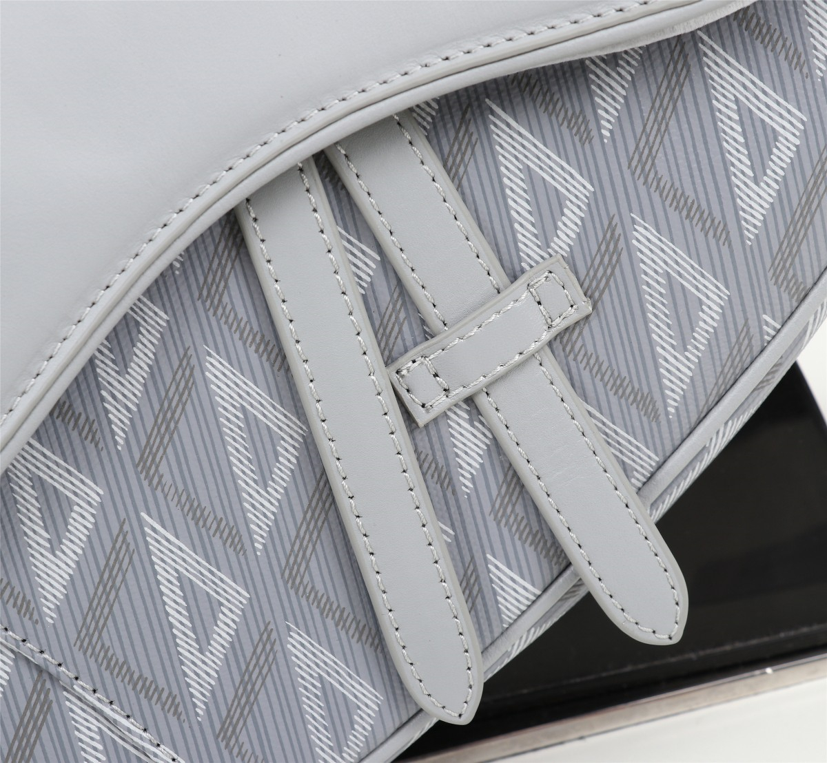 Dior Shoulder Bags SADDLE BAG Dior Gray CD Diamond Canvas and Smooth Calfskin 1ADPO093CDP_H42E with Original Box