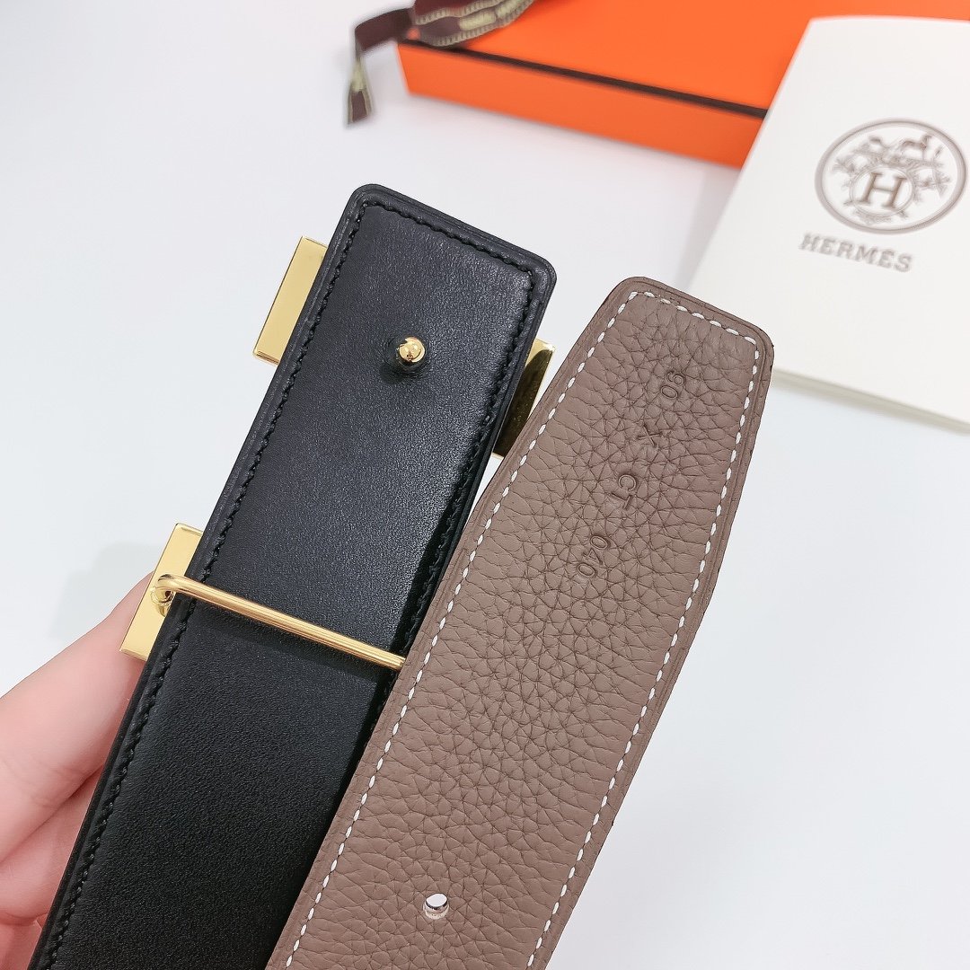 Hermes H Belt Buckle & Reversible Brown Belt 380MM