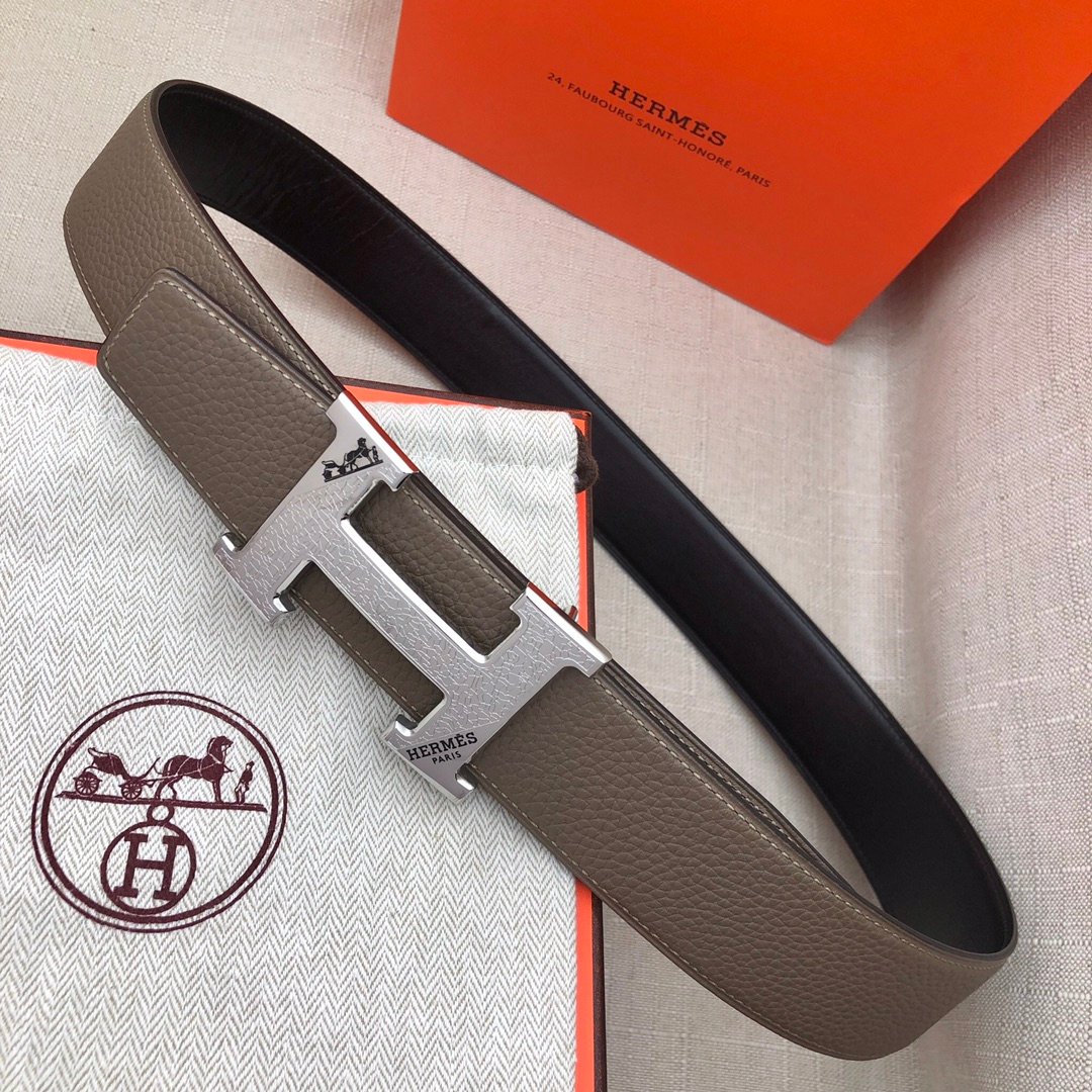 Hermes H Belt Buckle & Reversible Brown Belt 380MM